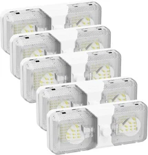 5PACK RV 12V INTERIOR LED CEILING LIGHT BOAT CAMPER TRAILER DOUBLE DOME LIGHT US