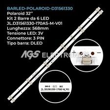 KIT 2 BARRE STRIP 6 LED TV POLAROID JL.D31561330-170AS-M-V01