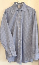 Brooks Brothers Regent Men's Long Sleeve Dress Shirt Blue Plaid Size 17 4/5