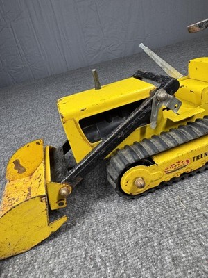 Vintage Tonka Trencher Toy Construction Vehicle Yellow Metal Track