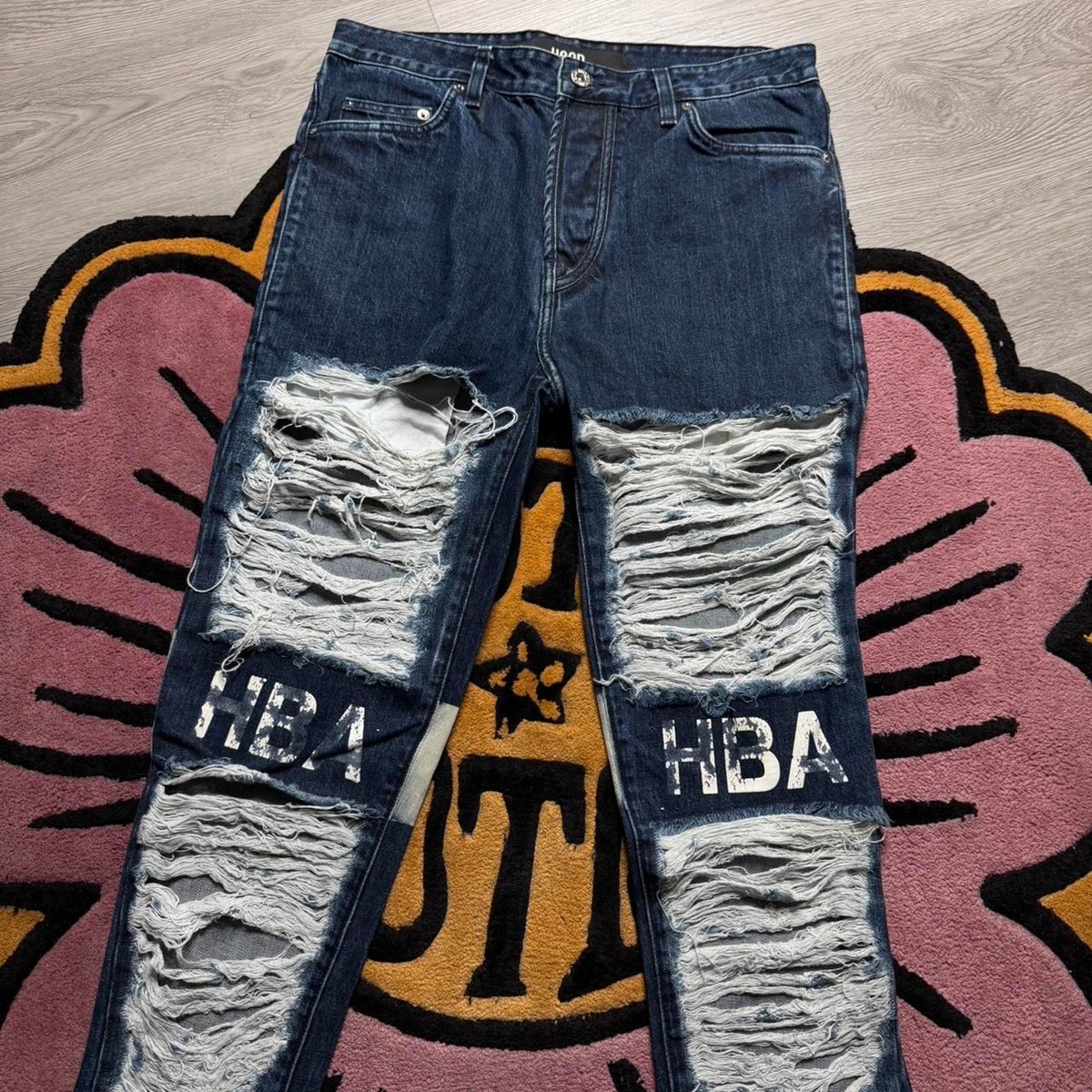 HOOD BY AIR（HBA）Raw Denim Pant ストレートデニム HBA Hood By Air Distressed Shredded Slim Skinny Denim Jeans Size