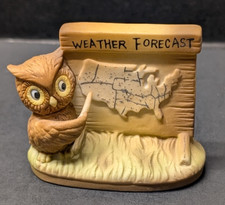 Vintage Enesco Owl Weather Forcast Figurine 1977 2.5"H x 3"W