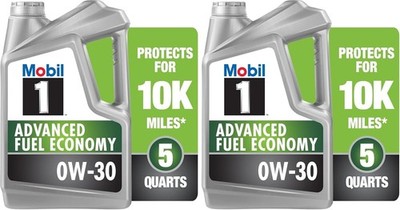 2 Pack Mobil 1 Full Synthetic Motor Oil 0W-30 | Advanced Fuel Economy  5 Quart