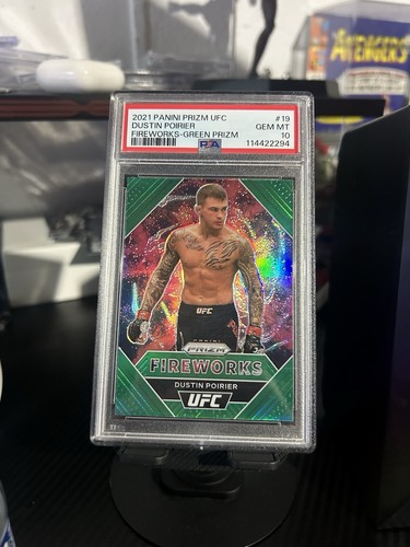 2021 Panini Prizm UFC - Fireworks Dustin Poirier #19 Green Prizm PSA 10 pop 3