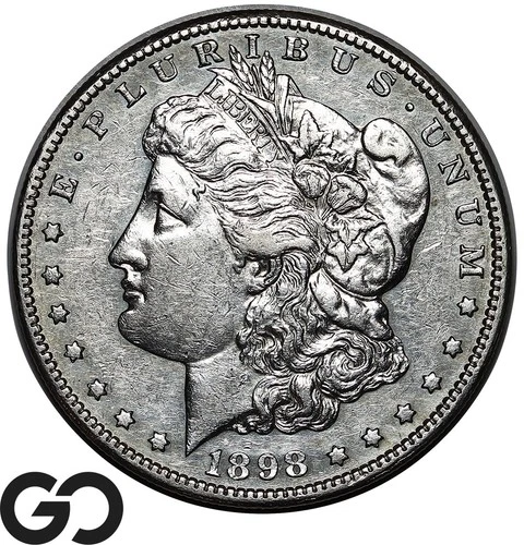 1898-S Morgan Silver Dollar Coin, Choice AU++/Unc Better Date