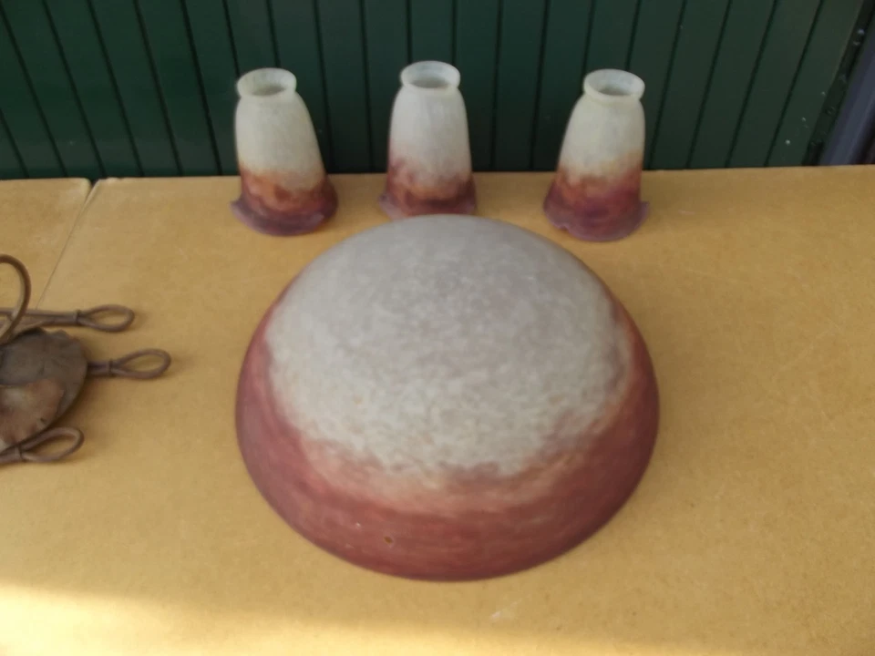 ancien lustre art nouveau Muller fréres Lunéville de ginkgo biloba à restaurer - Photo 2/4