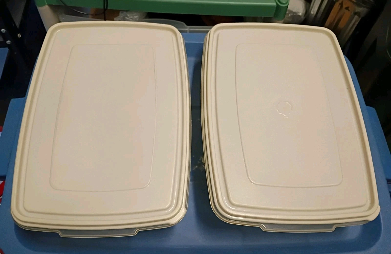 Set 2 VTG Rubbermaid Servin Saver Rectangular #7 Container Almond Lid 17 Cups