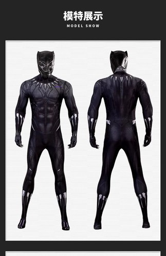 Movie Black Panther Adult T'Challa Halloween Cosplay Costume Jumpsuit Bodysuit - Picture 15 of 20