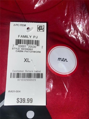 Family Pajamas Matching Men's Cabin Patchwork Family Pajama Set, XL - Picture 2 of 2