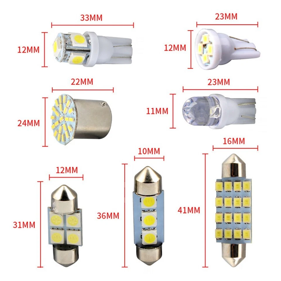 Kit de 28 bombillas LED interiores maletero coche domo mapa matrícula lámparas 6000K Foto 4 de 4