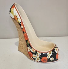WILD EYE DESIGNS Wine High Heel Cork Wedge Shoe Floral Bottle Caddy Holder