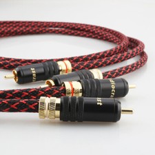 Pair Audiophile Hifi RCA Audio Cable Pure Copper RCA To RCA Interconnect Cord
