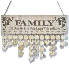 Gifts for Moms Dads,Wooden Family Birthday Reminder Calendar Board Decorative Bi