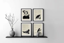 Edgar Allan Poe Collection - 4 (8x10) Gothic Prints - The Raven NEVERMORE Allen