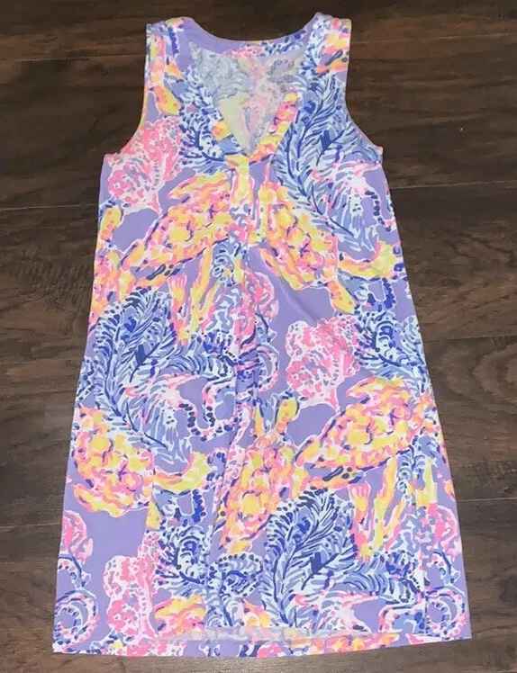 Lilly Pulitzer So Snappy Turtles Purple Amina Swing Dress Size XXS