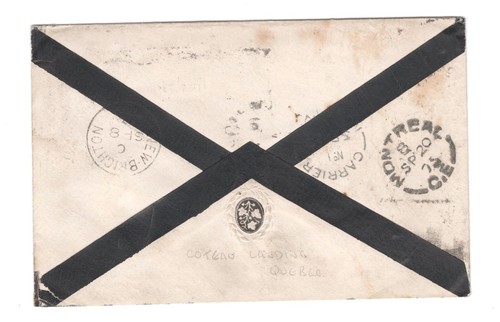 GREAT BRITAIN 1875 MOURNING COVER TO CANADA & FORWARDED - Picture 2 of 2