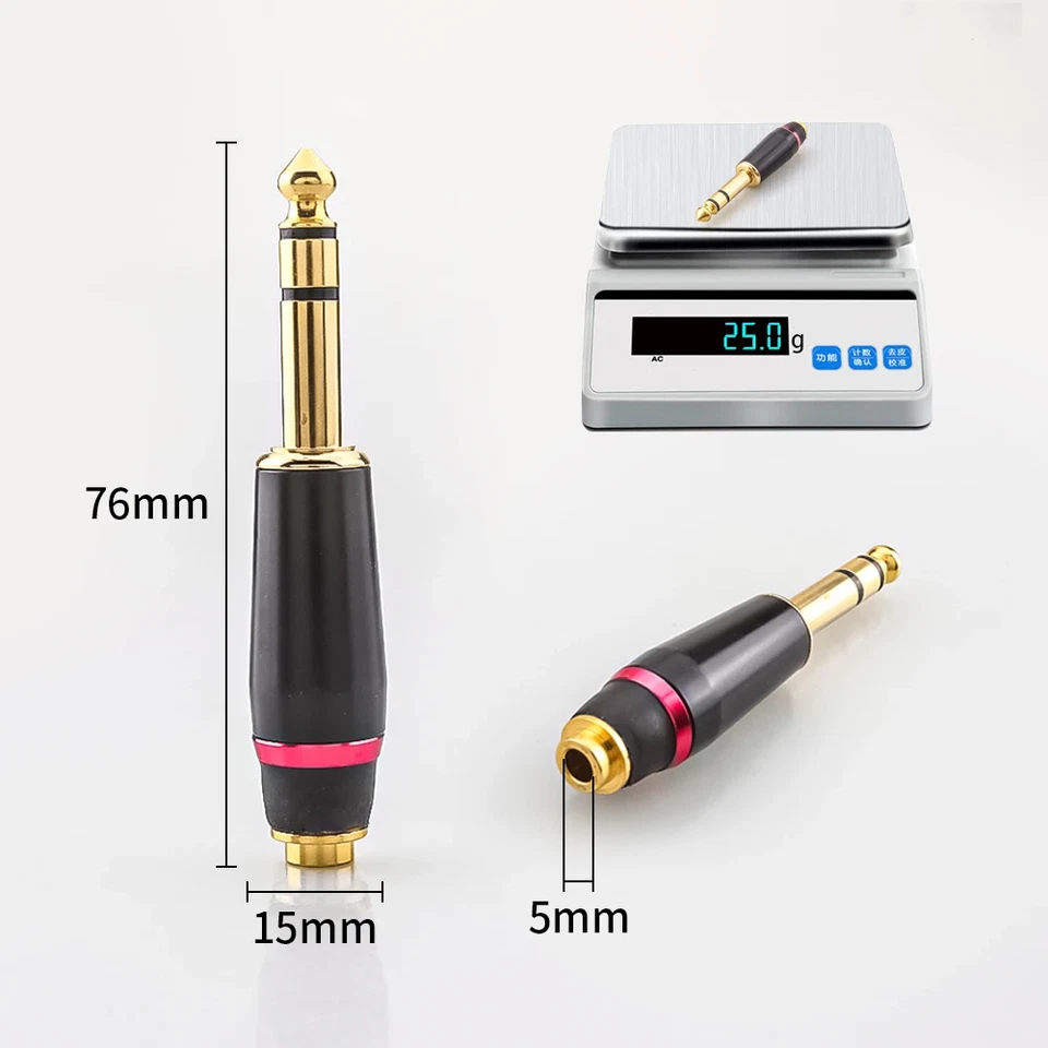 2.5mm/3.5mm/4.4mm Balanced Female to 1/4 6.35mm Gold Plated TRS Male Adapter - Image 3 of 4