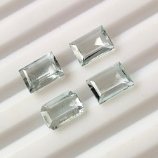 7X5 mm Emerald Cut Natural Blue Aquamarine Faceted Calibrated Gemstone 4 Pieces