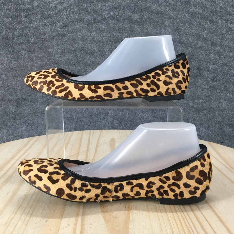 Vince Camuto туфли женщин 6 M лупа поскользнуться на плоскостях бежевый кожаный леопард повседневный - Изображение 2 из 4