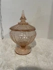 Rare Vintage Anchor Hocking Mayfair Open Rose Pink Depression Glass Lidded Jar