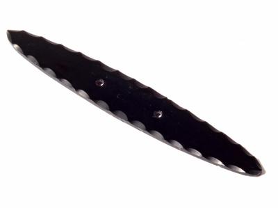 Antique Czech fluted edge oval black glass jewelry making pin brooch element