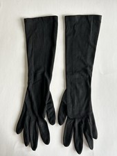 Vintage CRESCENDOE Caresse Black Tailored LONG Nylon Womens Gloves Size 7
