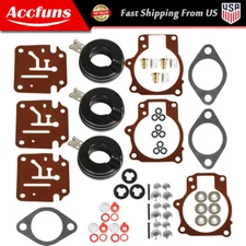 3X Carburetor Carb Rebuild Repair Kit w/ Float For Johnson Evinrude 65 70 75 HP