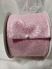 10 yd Glitz Glimmer RIBBON WIRED PINK GLITTERED Christmas Winter DIY 2.5 NEW