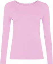 Womens Plain Tshirt Ladies Long Sleeve Round Neck T Shirt Top Plus Sizes 8-26