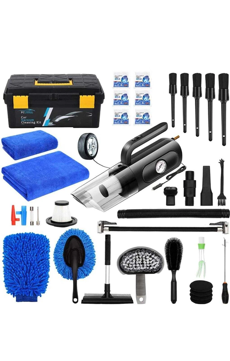 FCLUSLL 36PCS Car Wash Kit, Car Cleaning Kit with Portable Vacuum Cleaner,  Tire