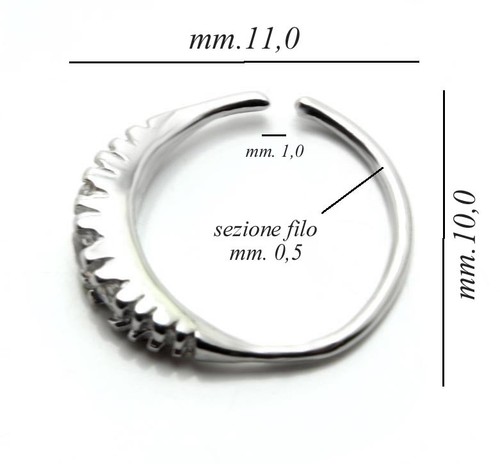Piercing NASO cerchio anello ORO BIANCO 18kt. zirconi nose ring white GOLD 18kt - Foto 3 di 6