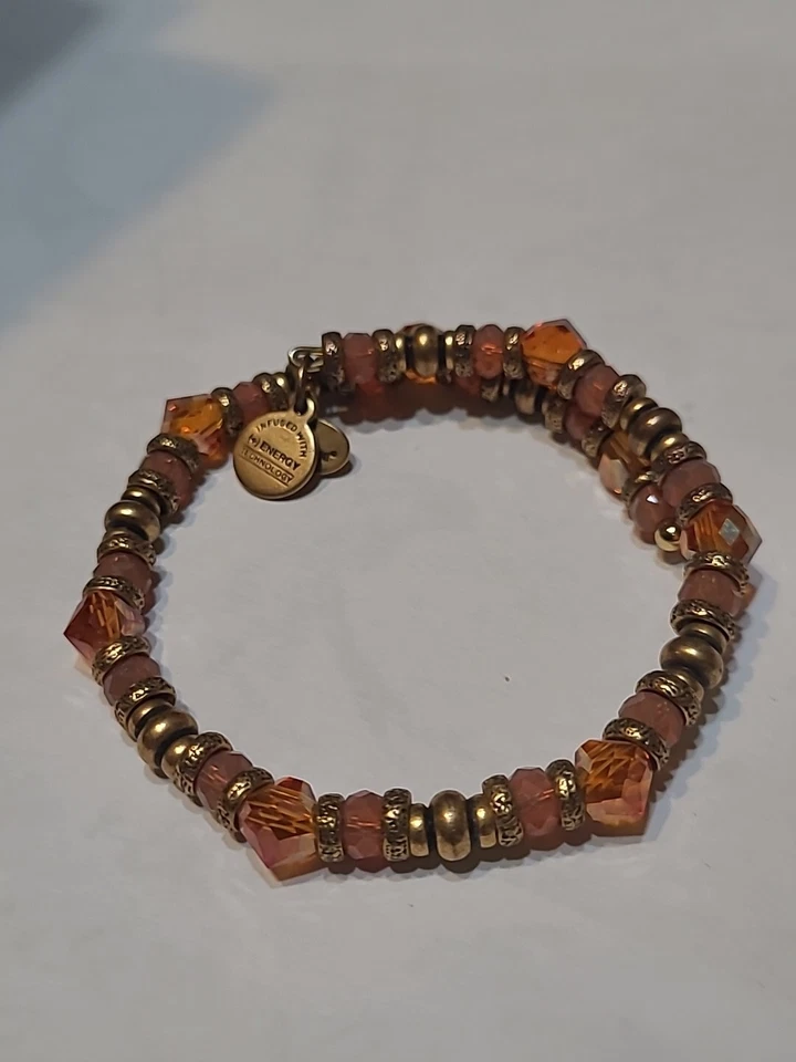 Pulsera Alex & Ani Energy bronce con cuentas de ámbar Foto 2 de 4