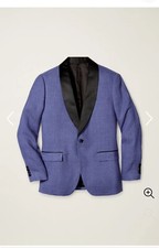 Bonobos 38R Capstone Italian Linen Slim Fit Mens Blazer Blue Tuxedo Jacket