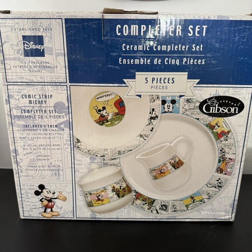 NEW Vtg 2005 Disney Mickey Mouse Comic Strip Complete Serving Set Platter Bowl - Picture 3 of 8
