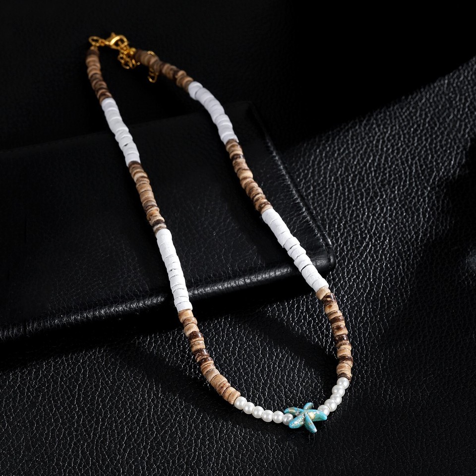 Surfer Shell Chain Summer Beach Bohemia Surfer White Shell Necklace For Men Simple ...