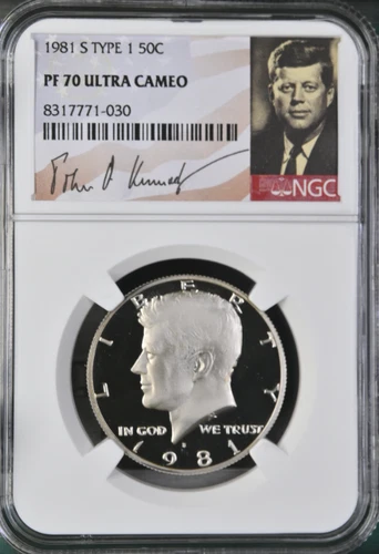 1981 S Type 1 Kennedy Half Dollar 50C PF70 Ultra Cameo NGC Signature Label