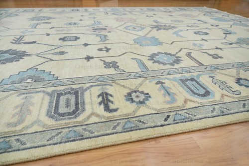 New Oushak Rug Beige Wool Area Rug Contemporary Hand knotted Living Room Rug - Picture 8 of 10