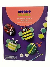 Mondo Llama Paint Your Own Rocks Kit Ages 6 Makes 4, New Brush And Stickers