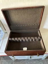Vintage Small Mahogany Silver Flatware Chest with Drawer Holds Service For 12
