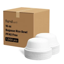 Karat Earth 16oz PFAS Free Bagasse Eco-Friendly Rice Bowl - 1,000 pcs