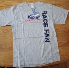 FORD COLLECTION Racing Race Fan Graphics Logo Gray T-Shirt Size Medium NWT