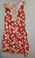 Mudpie Womens Size Small Sleeveless Avery Crochet Neck Shift Dress Belted Floral