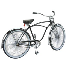 VINTAGE LOWRIDER 26" Black Beach Cruiser Bike , STRAIGHT FORK, 144 SPOKES WHEELS