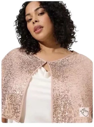 NEW Torrid X Sequin Cape Bolero Plus Size One Size Rose Gold Champagne READ MORE - Picture 5 of 6