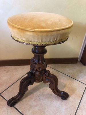 Victorian Piano Stool Walnut Adjustable Newly Reupholstered Ebay