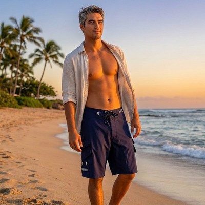 HIC Hawaiian Island Creations Men's Generals   Quick Dry Surf Board Shorts