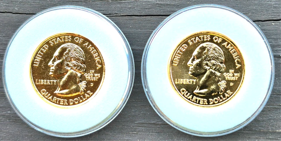 2004 D Iowa and 2004 D Wisconsin 24k Gold Plated State Quarters in Capsules - Image 4 of 4