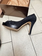 Scarpe Decolte Gucci In Camoscio Nero E Fibbia Oro N 37