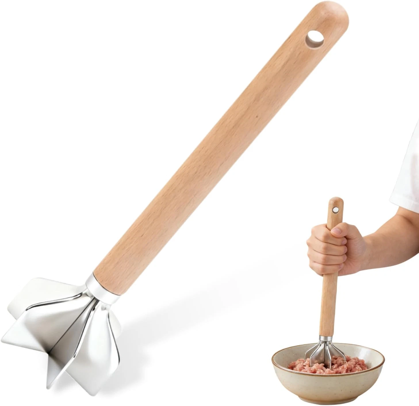 304 Stainless Steel Meat Chopper,11 Inch, Ground Beef Chopper Tool, Metal Meat M