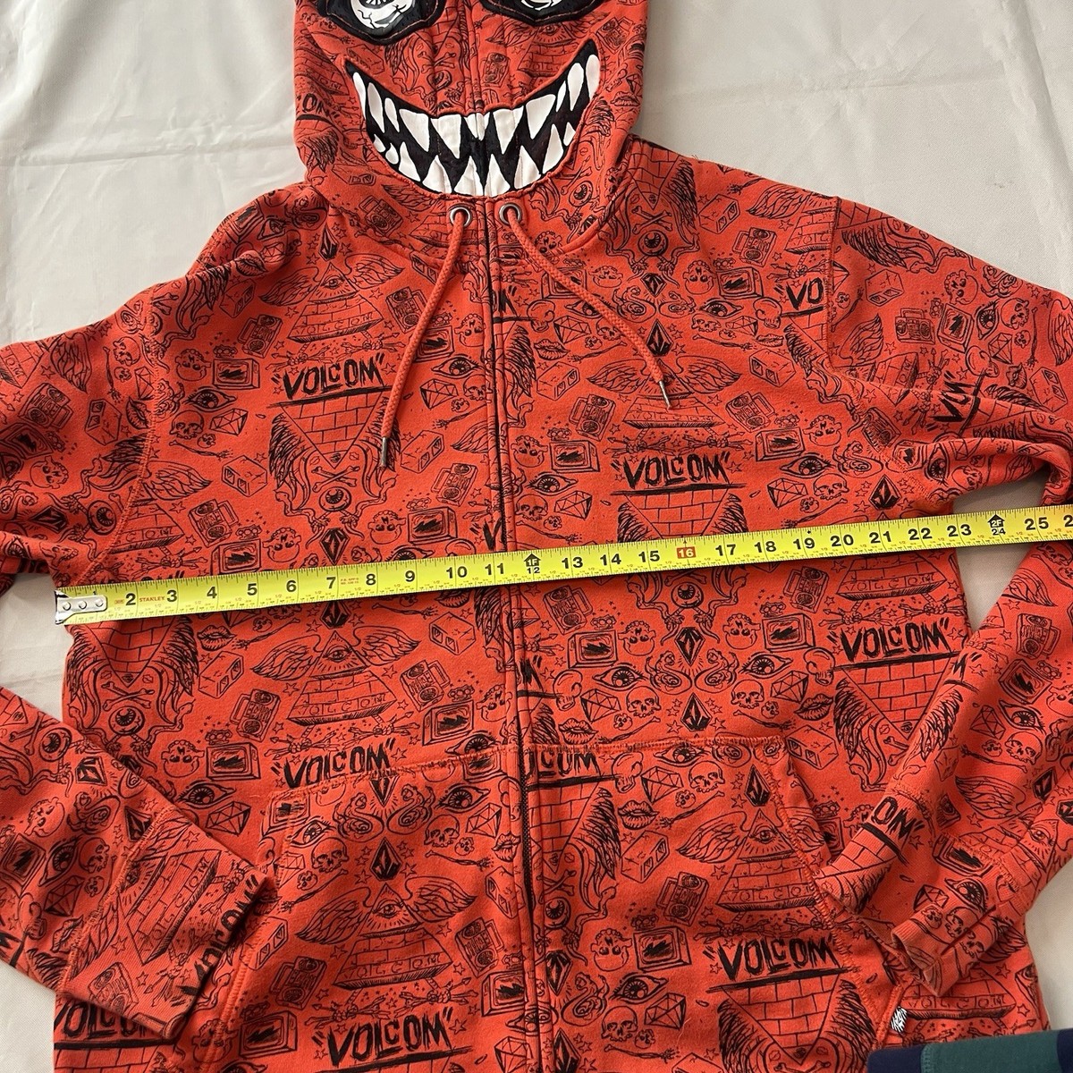 Rare Ryan Sheckler x Volcom Sz XL Orange/Red Monster Hoodie 